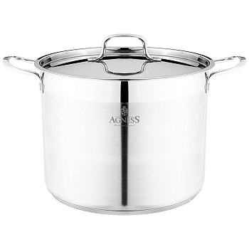 КАСТРЮЛЯ AGNESS 28X24 14 Л ВЫСОКОКАЧЕСТВЕННАЯ НЕРЖ СТАЛЬ 18/10 ИНДУКЦИОННОЕ ДНО