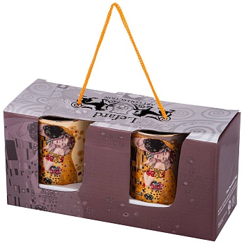 НАБОР КРУЖЕК LEFARD "ПОЦЕЛУЙ" (Г. КЛИМТ) 2 ШТ. 300 МЛ, КРЕМОВАЯ, СЕРАЯ (КОР=24НАБ.)