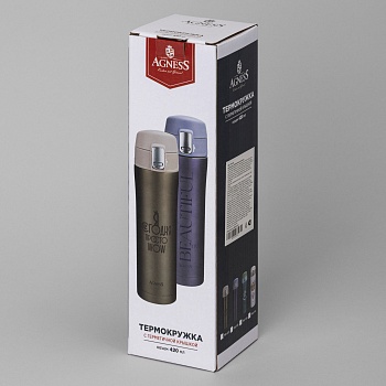 ТЕРМОКРУЖКА WOW 420 МЛ, КОЛБА НЕРЖ.СТАЛЬ 18/10