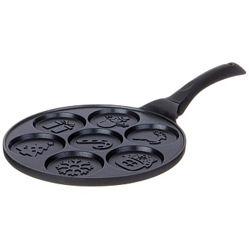 СКОВОРОДА AGNESS "ЗИМНЯЯ ЗАБАВА" ДЛЯ ОЛАДИЙ С АНТИПРИГАР.ПОКРЫТИЕМ ДИАМЕТР=26.5 СМ.(КОР=6ШТ)