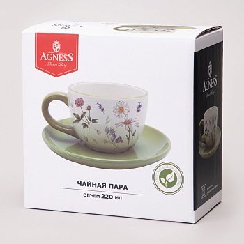 ЧАЙНАЯ ПАРА AGNESS "FLOWER STORY" 15*7 СМ 220 МЛ (КОР=36НАБ.)