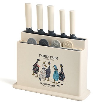 НАБОР AGNESS ИЗ 10ПР: 5 НОЖЕЙ, 4 ДОСКИ И ПОДСТАВКА, СЕРИЯ "FAMILY FARM"