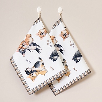 НАБОР ПОЛОТЕНЕЦ ИЗ 2-Х ШТ  "ДРУЖБА",40Х60СМ, 100% ХЛОПОК, ТВИЛ