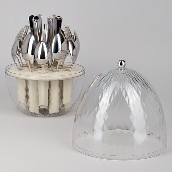 НАБОР СТОЛОВЫХ ПРИБОРОВ НА ВРАЩАЮЩЕЙСЯ ПОДСТАВКЕ, 24ПР., СТАЛЬ 18/10