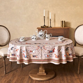 СКАТЕРТЬ ОВАЛЬНАЯ "PASSAGE"140Х180СМ ,КАПУЧИНО, 100% ХЛОПОК,ТВИЛ, ПРОПИТКА