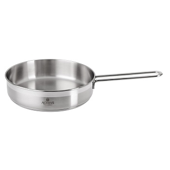 СКОВОРОДА AGNESS PROFESSIONAL 22Х6 СМ, 2,1 Л ВЫСОКОКАЧЕСТВЕННАЯ НЕРЖ СТАЛЬ 18/10 ИНДУКЦИОННОЕ ДНО
