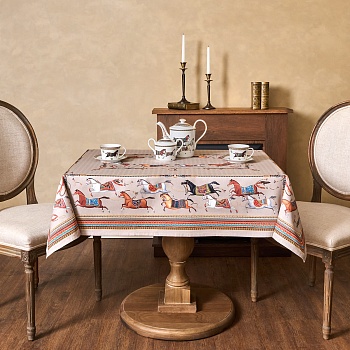 СКАТЕРТЬ "PASSAGE" 110Х140СМ ,КАПУЧИНО,100% ХЛОПОК С ПРОПИТКОЙ,ТВИЛ