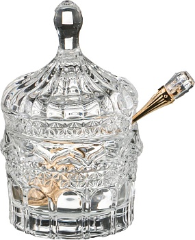 ИКОРНИЦА С ЛОЖКОЙ 125 МЛ. 7,5*7,5 СМ. ВЫСОТА=12 СМ. КОЛЛЕКЦИЯ "MUZA" (КОР=24ШТ.)