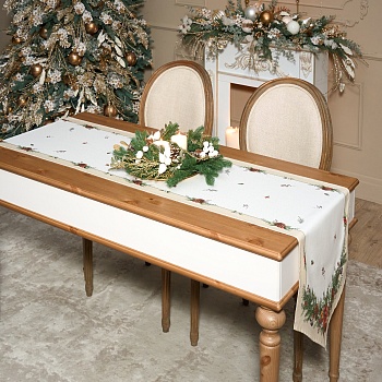 ДОРОЖКА НА СТОЛ "CELEBRATION", 45Х215СМ, БЕЖЕВЫЙ, 100% ХЛОПОК,ТВИЛ