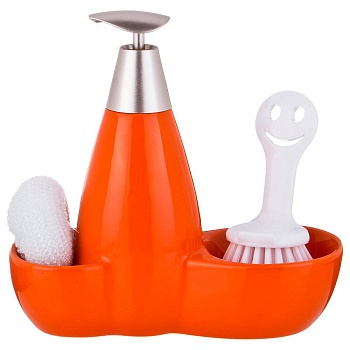 ДОЗАТОР ДЛЯ МОЮЩЕГО СРЕДСТВА "FRESH" 500 МЛ + ГУБКА И ЩЕТКА 20*9*18 СМ (КОР=12ШТ.)