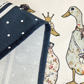 СКАТЕРТЬ ОВАЛЬНАЯ "FAMILY FARM" 140Х180СМ ,СИНИЙ,100% ХЛОПОК,ТВИЛ,С ПРОПИТКОЙ