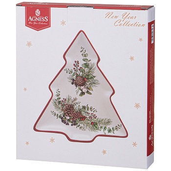 ТАРЕЛКА В ФОРМЕ ЕЛКИ AGNESS "CELEBRATION" 23*20,2*2,2 СМ (КОР=24ШТ.)