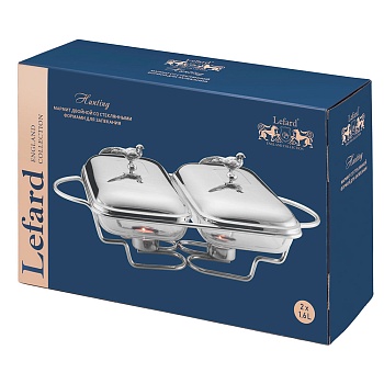 МАРМИТ ДВОЙНОЙ LEFARD СЕРИЯ "ОХОТА" СО СТЕКЛЯННЫМИ ФОРМАМИ ДЛЯ ЗАПЕКАНИЯ, 1,6Л/1,6Л