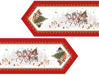 ДОРОЖКА "С НОВЫМ ГОДОМ"45Х215СМ ,КРАСНЫЙ, 100% ХЛОПОК,ТВИЛ ПРОПИТКА