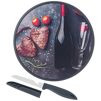 ДОСКА РАЗДЕЛОЧНАЯ С НОЖОМ ДИАМЕТР 27,5*1.2 СМ