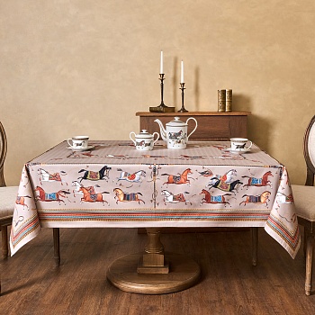 СКАТЕРТЬ "PASSAGE" 140Х180СМ ,КАПУЧИНО, 100% ХЛОПОК С ПРОПИТКОЙ,ТВИЛ