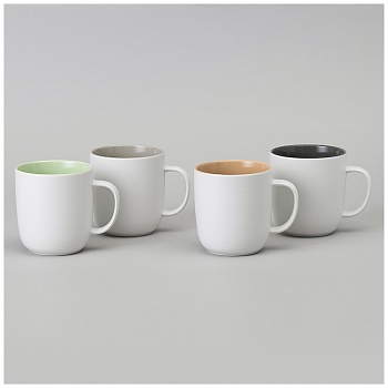 НАБОР КРУЖЕК  BRONCO "VELOUR" 4 ШТ. 400 МЛ МИКС БЕЛЫЙ