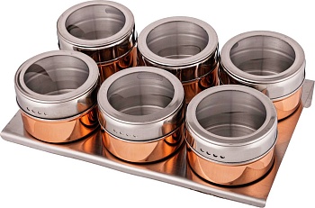 НАБОР ДЛЯ СПЕЦИЙ AGNESS "ROSSO" 7 ПР. НА МАГНИТАХ, В Т.Ч. МЕТАЛ.ПОДСТАВКА 20*13*5 СМ (КОР=24НАБ.)