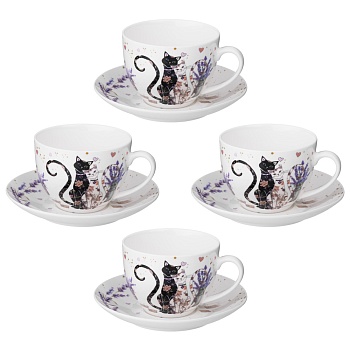 ЧАЙНЫЙ НАБОР LEFARD "ЛАВАНДОВЫЕ КОТЫ" НА 2 ПЕР. 4 ПР.  275 МЛ (КОР=16НАБ.)