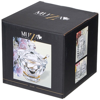 БАНКА ДЛЯ МЕДА "РУБЛЕВКА" 250 МЛ. 12.5*12.5 СМ. ВЫСОТА=14 СМ. + ЛОЖКА. КОЛЛЕКЦИЯ "MUZA" (КОР=8ШТ.)