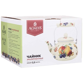 ЧАЙНИК AGNESS  ЭМАЛИРОВАННЫЙ, СЕРИЯ "СЕКРЕТНЫЕ ИНГРЕДИЕНТЫ" 2,5 Л
