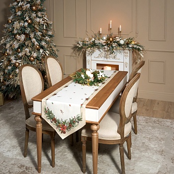 ДОРОЖКА НА СТОЛ "CELEBRATION", 45Х215СМ, БЕЖЕВЫЙ, 100% ХЛОПОК,ТВИЛ