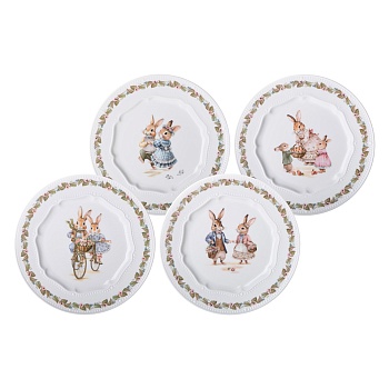 НАБОР ТАРЕЛОК ЗАКУСОЧНЫХ LEFARD "RABBITS FAMILY" 4 ШТ. 20,5 СМ