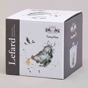САХАРНИЦА С ЛОЖКОЙ LEFARD "FUNNY HENS" 9,5*10 СМ 300 МЛ (КОР=36ШТ.)