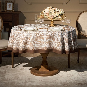 СКАТЕРТЬ ОВАЛЬНАЯ " ROYAL GARDEN" 140Х180СМ ,БЕЛЫЙ ,100% ХЛОПОК ,ТВИЛ С ПРОПИТКОЙ