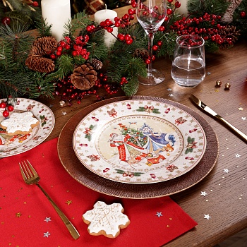 НАБОР ТАРЕЛОК ОБЕДЕННЫХ LEFARD "ДЕД МОРОЗ И СНЕГУРОЧКА"  2 ШТ. 27 СМ (КОР=9НАБ.)