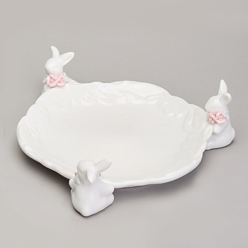 БЛЮДО СЕРВИРОВОЧНОЕ "КРОЛИКИ" 21,5Х21,5Х6 СМ