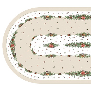 СКАТЕРТЬ  140Х300 CM ОВАЛЬНАЯ, "CELEBRATION", ЦВЕТ: БЕЖЕВЫЙ, TM LEFARD, ПОЛИЭСТЕР 100% (КОР=16ШТ.)