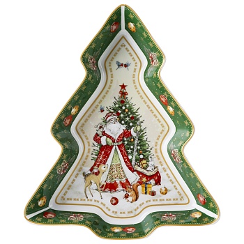 БЛЮДО LEFARD "ДЕД МОРОЗ" В ФОРМЕ ЕЛКИ 25*21*4 СМ ЗЕЛЕНОЕ (КОР=8ШТ.)