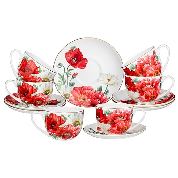 ЧАЙНЫЙ НАБОР LEFARD "МАКИ" НА 6 ПЕР. 12 ПР. 330 МЛ (КОР=6НАБ.)