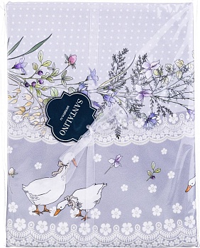 СКАТЕРТЬ КРУГЛАЯ "ГУСИ ЛЕГАРД" ДИАМЕТР=180 СМ., СЕРЫЙ, 100% ХЛОПОК, ТВИЛ, С ПРОПИТКОЙ