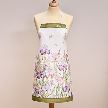 ФАРТУК "ИРИСЫ",60Х70 СМ 100% ХЛОПОК,БЕЛЫЙ,ТВИЛ,ПРОПИТКА