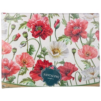 СКАТЕРТЬ КРУГЛАЯ "МАКИ" D185СМ ,КРЕМОВЫЙ, 100% ХЛОПОК,ТВИЛ С ПРОПИТКОЙ