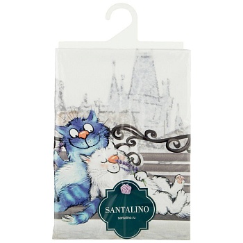 ФАРТУК "СИНИЕ КОТЫ. ПАРИЖ", 100% ХЛОПОК,ТВИЛ, БЕЛЫЙ