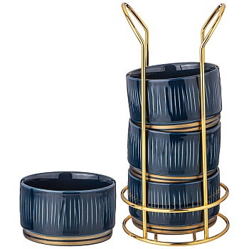 НАБОР САЛАТНИКОВ LEFARD "HERBAL"  НА МЕТАЛЛ. ПОДСТАВКЕ 4 ШТ. 9*5 СМ 230 МЛ СИНИЙ (КОР=12НАБ.)