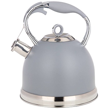 ЧАЙНИК AGNESS СО СВИСТКОМ, 3Л C ИНДУКЦИОН. КАПСУЛЬНЫМ ДНОМ ЦВЕТ: СЕРЫЙ