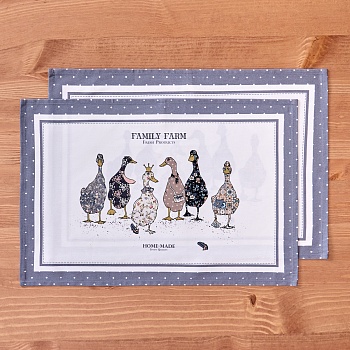 НАБОР ПОЛОТЕНЕЦ ИЗ 2-ХШТ "FAMILY FARM",40Х60СМ, 100% ХЛОПОК,ГРАФИТ