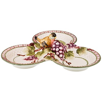 МЕНАЖНИЦА 3 СЕКЦИИ LEFARD "ПТИЦА И ВИНОГРАД" 30*30*8 СМ (КОР=6ШТ.)