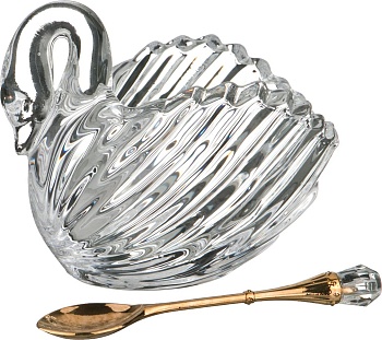 ИКОРНИЦА С ЛОЖКОЙ "ЛЕБЕДЬ" 110 МЛ. 11*6 СМ. ВЫСОТА=9,5 СМ. КОЛЛЕКЦИЯ "MUZA" (КОР=24ШТ.)