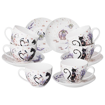 ЧАЙНЫЙ НАБОР LEFARD "ЛАВАНДОВЫЕ КОТЫ" НА 6 ПЕР. 12 ПР.  275 МЛ (КОР=4НАБ.)