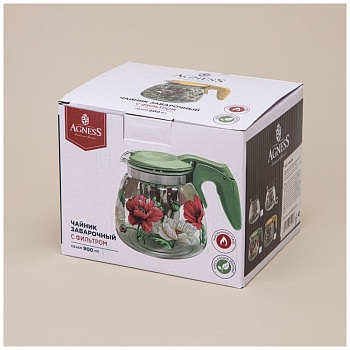 ЗАВАРОЧНЫЙ ЧАЙНИК AGNESS С ФИЛЬТРОМ "FAMILY FARM"  900 МЛ.
