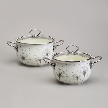 НАБОР КАСТРЮЛЬ ЭМАЛИРОВАННЫЙ, СЕРИЯ "DANDELION" 4ПР. 2,0/2,8Л ДИА.18/20СМ