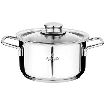 КАСТРЮЛЯ AGNESS "МОНБЛАН" 16Х9 СМ, 1,8 Л. НЕРЖ СТАЛЬ