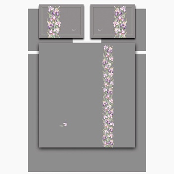 КПБ,KING SIZE,"IRISES" СЕРЫЙ, САТИН, ХЛОПОК100%,П.240Х260-1ШТ,ПР.260Х260-1ШТ,Н.50Х70-2ШТ/70Х70-2ШТ