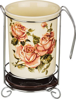 ПОДСТАВКА ПОД КУХОННЫЕ ПРИБОРЫ "КОРЕЙСКАЯ РОЗА" 10,5*10,5*16 СМ (КОР=18ШТ.)