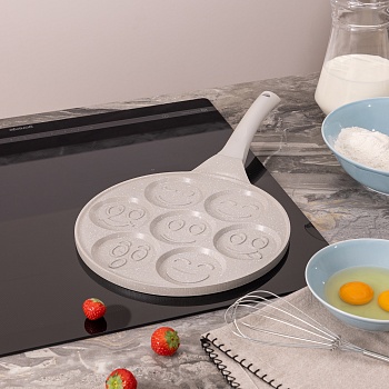 СКОВОРОДА AGNESS "СМАЙЛ"ДЛЯ ОЛАДИЙ С АНТИПРИГАР.ПОКРЫТИЕМ ДИАМЕТР=26.5 СМ.(КОР=6ШТ)